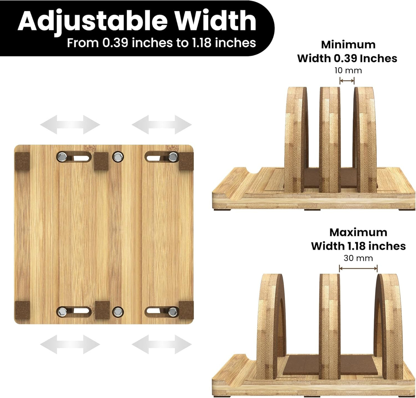 Kothar Premium Wood Vertical Laptop Stand - Adjustable Dual Slot Bamboo Holder for MacBook, Dell, HP, and More | Space-Saving Desktop Organizer | Eco-Friendly, Sleek & Durable Design