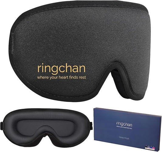 3D Sleep Mask for Back Sleepers - True Blackout Eye Masks for Sleep - Zero Eye Pressure Nose Seal Eye Cover for Meditation, Naps & Travel, Adjustable & Comfortable - Jet Black