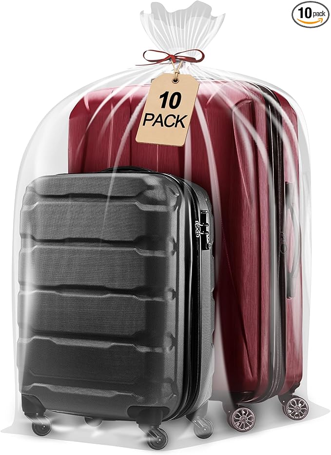 Extra Large Clear Plastic furniture Bags, 2 Mil Storage Bags Ideal for Car Seats, Suitcases, Strollers, Small Bikes, Attic Storage, Clothes, Xmas Trees, 10 Pack with 10 Ties, 40'' x 60''