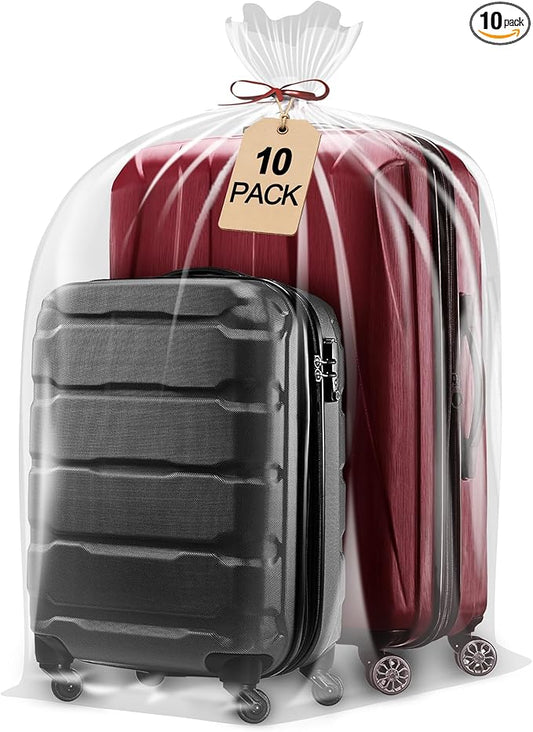 Extra Large Clear Plastic furniture Bags, 2 Mil Storage Bags Ideal for Car Seats, Suitcases, Strollers, Small Bikes, Attic Storage, Clothes, Xmas Trees, 10 Pack with 10 Ties, 40'' x 60''