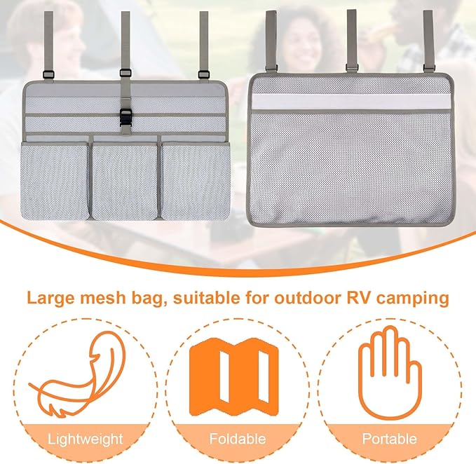 Camping Dish Drying Bag, Collapsible, Portable Mesh Drainer Rack for RV, Travel Trailers & Outdoor Kitchens, Space-Saving, Quick-Dry Organizer for Plates, Cups & Utensils (Gray)