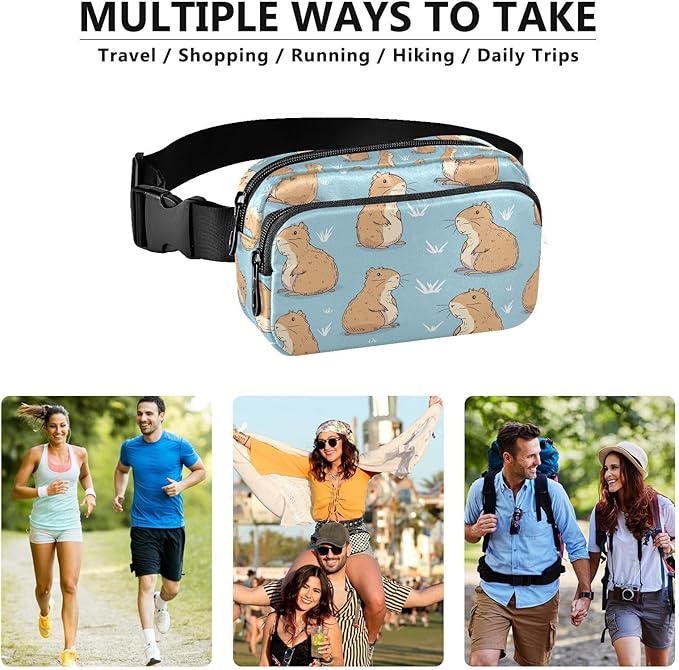 Kawaii Capybara Fanny Pack for Women Men Water Resistant Fashion Waist Packs with Adjustable Strap Belt Bag for Travel Workout Jogging Hiking 21220269