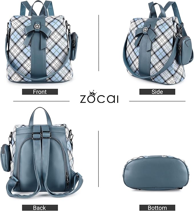 ZOCAI Backpack Purse for Women Fashion Backpack Purses PU Leather Daypacks Anti-Theft Shoulder Bag Satchel Purse