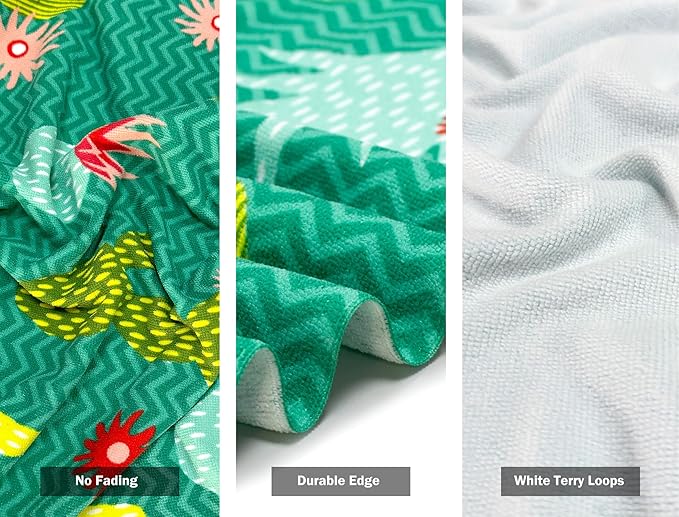 cabanana Sand Resistant Beach Towel - Quick Dry Microfiber Beach Towel 60x30 Inches Sandproof Pool Towels, Thin Lightweight Compact for Travel Swimming Bath for Adults Women Men (Cactus)