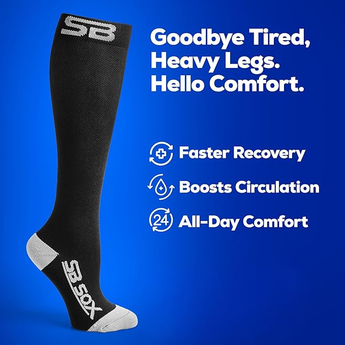 SB SOX Lite Compression Socks for Men & Women (15-20mmHg) – Best Compression Socks for Travel, Sports, and Daily Wear - XXL Sizes too!
