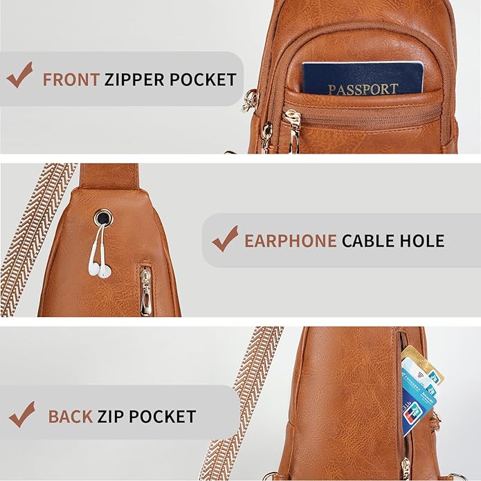 Crossbody Purses Bags for Women Travel, Anti Theft RFID Blocking Sling Chest Bag, Small Vegan Leather Purse for Casual