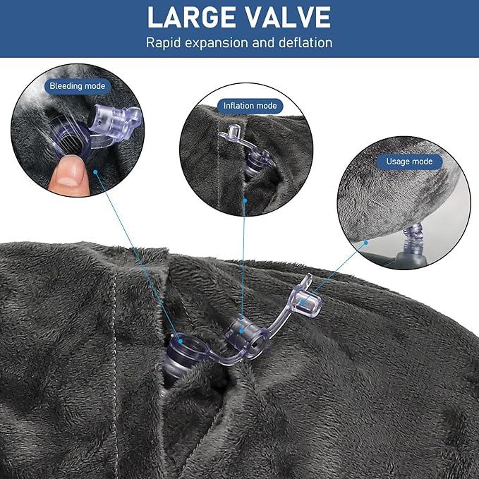 1 PcsInflatable Travel Pillows for Sleeping Airplane Inflatable Neck Pillow for Traveling Pillow Inflatable Travel Neck Pillows for Airplanes Sleeping, Train, Car, Office, with Eye Masks, Earplugs