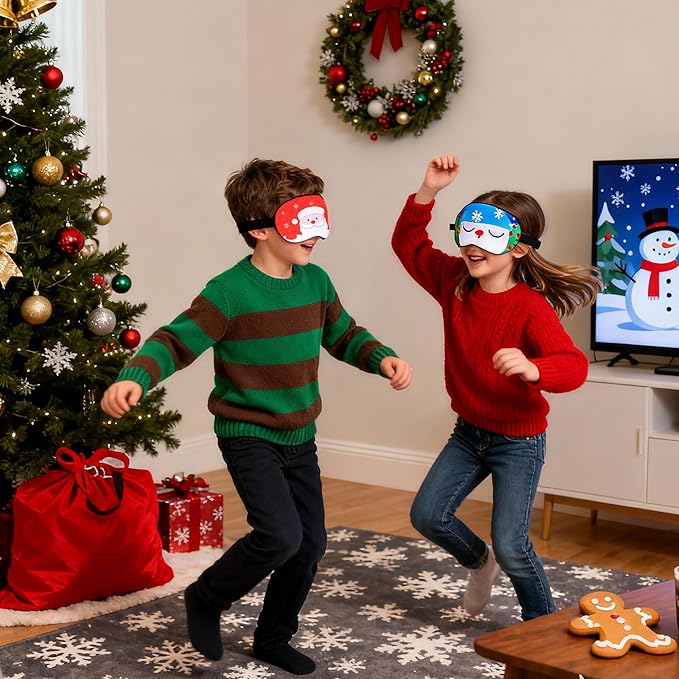 Tphon Christmas Sleep Mask for Adult Kids Boys Girls Sleeping Mask for Christmas, Santa Snowman Cute Eyemask Gifts for Children Christmas Party Present