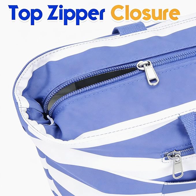 BKNOOU Extra Large Beach Bags Waterproof Sandproof XL Beach Tote Bag for Women Zipper Foldable Swim Pool Bag with Wet Pocket