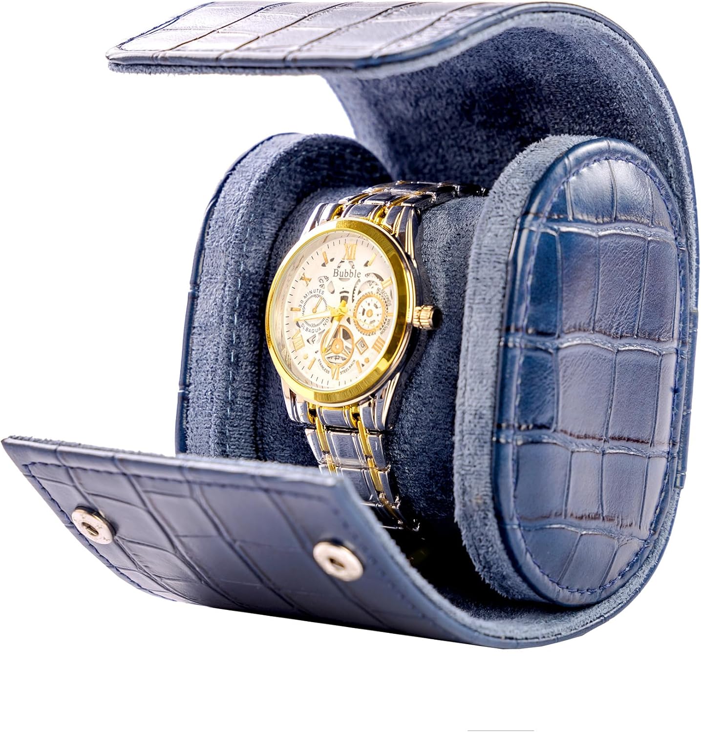 MR.OKAY Single Watch Travel Case-Classic Leather Watch Case With Superb Texture.(Portable Watch Roll Or Organizer For Storage And Display).Festival Gift For Men, All Handcrafted By Artisans