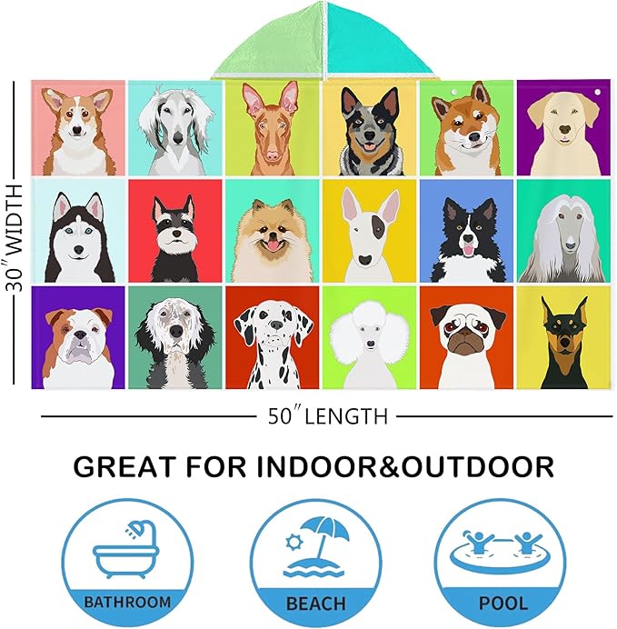 Bonsai Tree Summer Bright Hooded Beach Towel, Dog Lover Kids Poncho Towel for Boys Girls, Quick Dry 30''x50” Bath Towel for Pool Swiming Boys Gifts