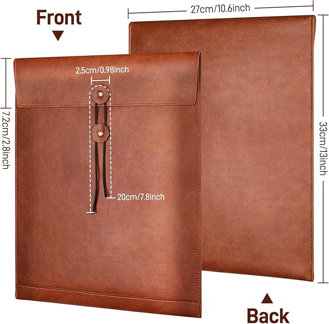 Pink PU Leather File Folder for Documents,Important Document Folder with String Tie,Laptop Sleeve Notebook Case,Leather File Organizer,A4 Envelopes Filing Folder