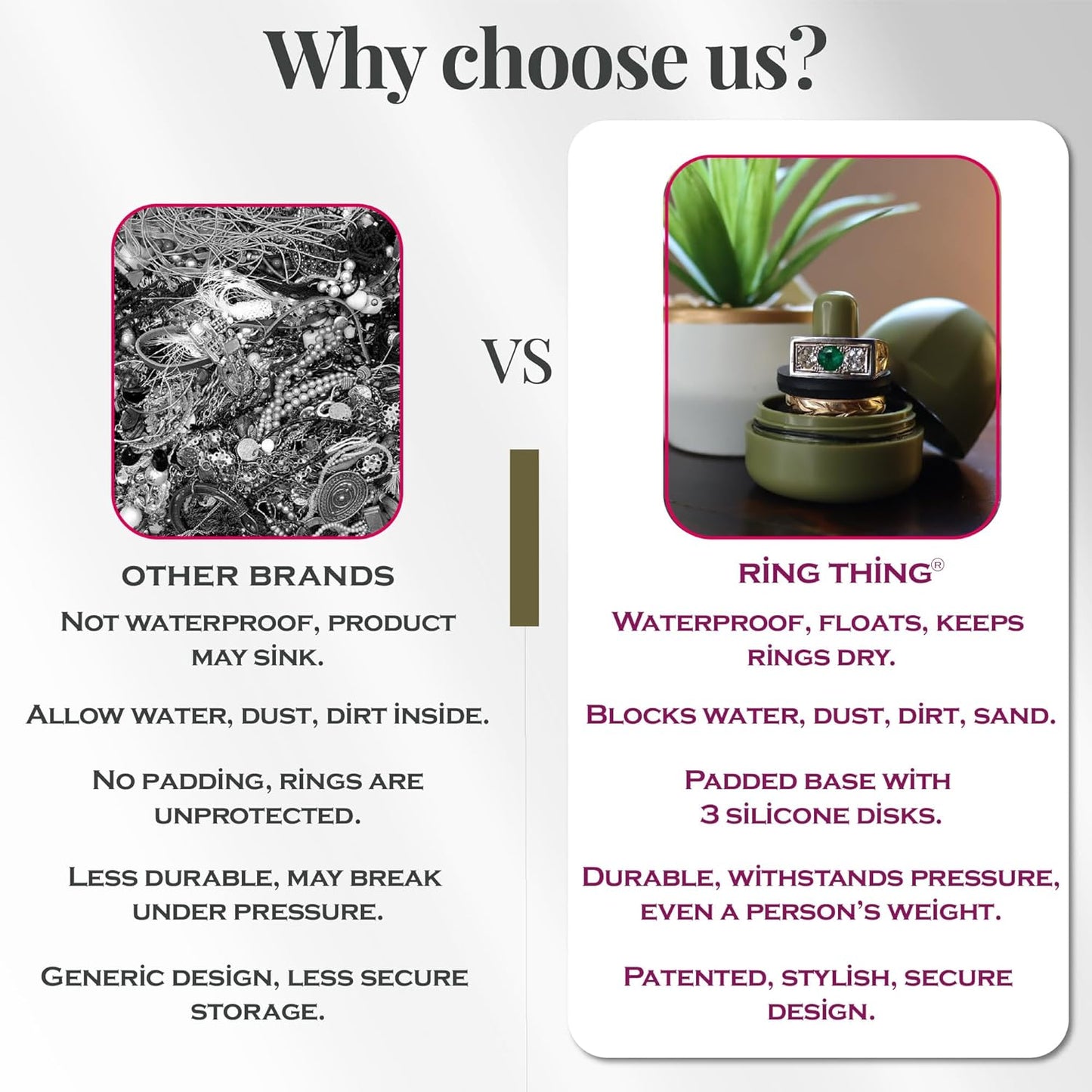 RING THING - Ring Holder Keychain, Jewelry Organizer and Storage, Portable Waterproof Ring Holder, Pill Box Keychain Container, Gym Accessory, and Travel Ring Case (Olive Green)