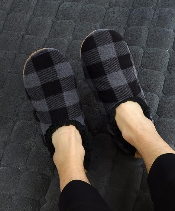Keyela Mens Slipper Socks With Non Skid Bottoms, Warm Slipper Socks With Grippers For Men, Fuzzy House Slippers