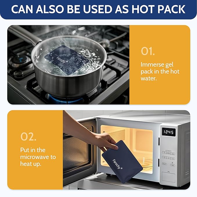 Farochy Reusable Ice Packs for Lunch Boxes - 2PCS Soft Ice Packs Freezer Packs for Cooler Gel Ice Packs, Keep Food Cold or Hot