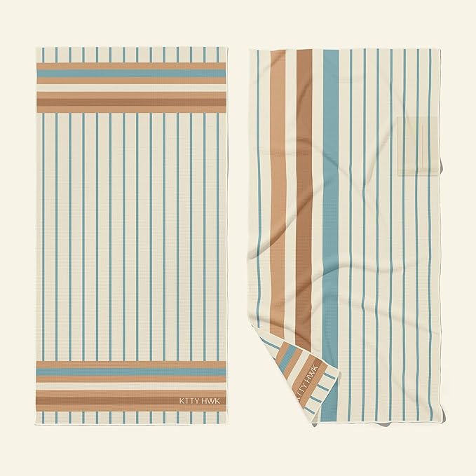 Premium Sand-Free Beach Towel, Hidden Zipper Pocket Spacious 6ft x 3ft, Quick-Dry, Packable, Cavas Tote Included! (Folly)