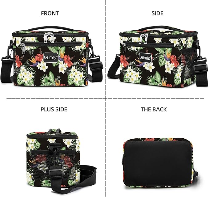 BEIMILY Lunch Box for Men/Women,Lunch Bag,Small Insulated Lunch Soft Cooler Bag Tote,Small Lunch bag for work,Adult Lunch Box,Reusable Leakproof Lunch Bag with Adjustable Shoulder Strap(floral red)