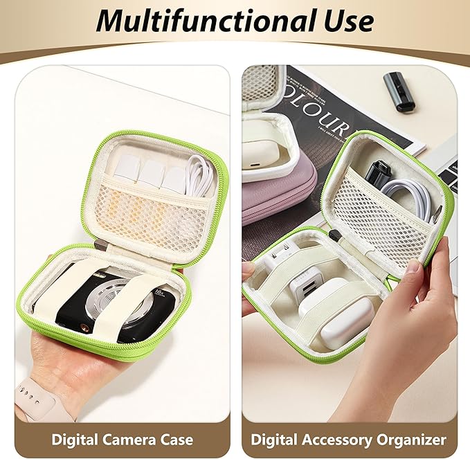 Digital Camera Case for CAMKORY, KODAK PIXPRO FZ45/FZ55, Canon IXUS 285 HS, Lecran, Small Travel Compact Camera Holder with Mesh Pocket for Accessories SD Card (Green)