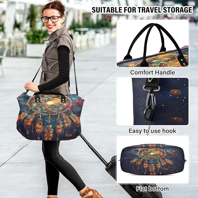 Mystical Dreamcatcher Travel Duffle Bag Gym Yoga Carry on Bags for Men Women Weekender Bag