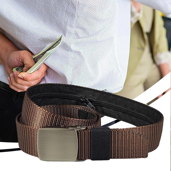 Money Waist Belt, Hidden Travel Pouch, Security Wallet with Blocking, Adjustable Strap for Documents Currency Tickets, Travel Gear, Anti Theft Belt for International Trips