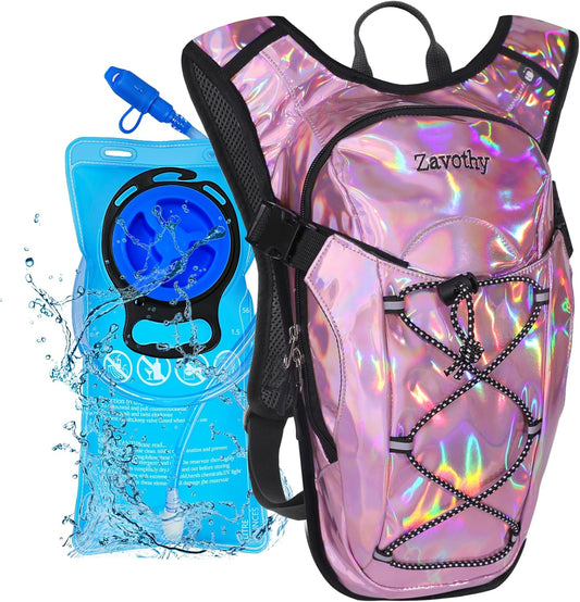 Reflective Hydration Backpack, Hydration Pack - Water Backpack with 2L/3L Hydration Bladder, Essential for Festivals - Rave Hydration Pack for Hiking, Running, Cycling, and Festivals