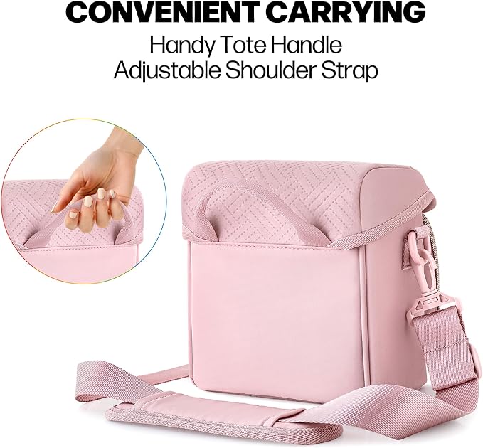 Camera Sling Bag Compatible with Polaroid Now 2nd/3rd Instant Camera, Crossbody Bag with Adjustable Strap, Pink