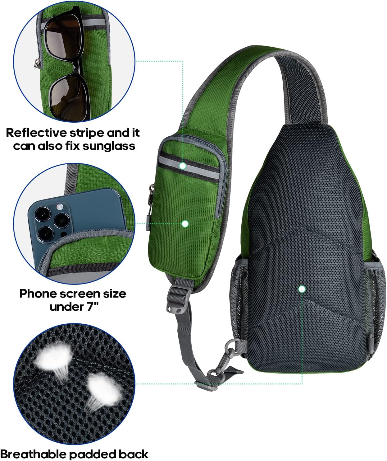 WATERFLY Crossbody Sling Backpack Sling Bag Travel Hiking Chest Bag Daypack