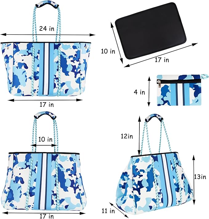 QOGiR Neoprene Multipurpose Beach Bag Tote with Inner Zipper Pocket … … … …