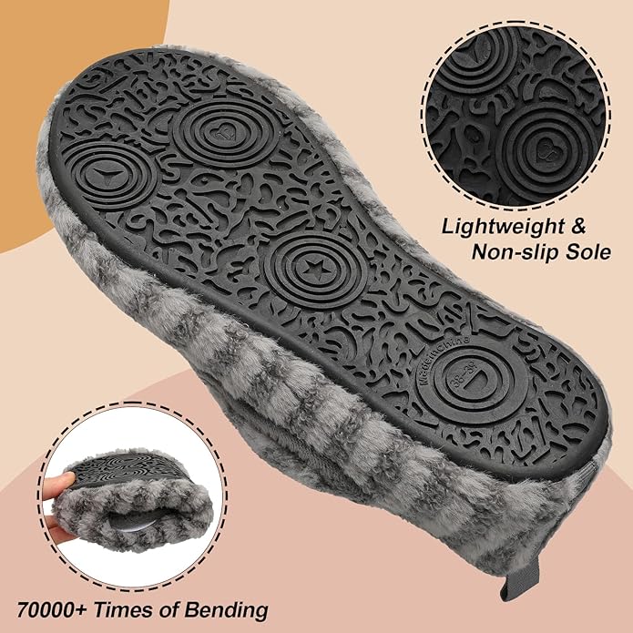 BARERUN Slippers for Women Men Wide House Diabetic Shoes for Women Men Warm Arthritis Edema Swollen Neuropathy Socks Slip on Adjustable Fuzzy Comfy Soft Womens Mens Bedroom Sliipers