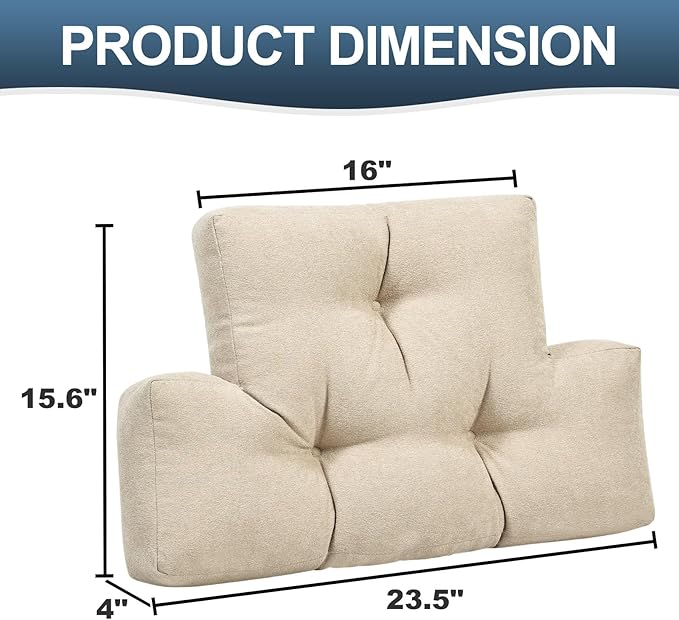 TANYOO Back Pillow for Recliner Lumbar Support Pillow Soft and Fluffy Back Support Cushion Thick Lumbar Cushion for Chairs, Recliners,Sofa, Couch and Bed for Pain Relief Beige