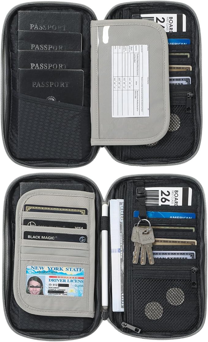 VanFn RFID Travel Passport Wallet, Family Passport Holder, Trip Document Organizer P.Travel Series
