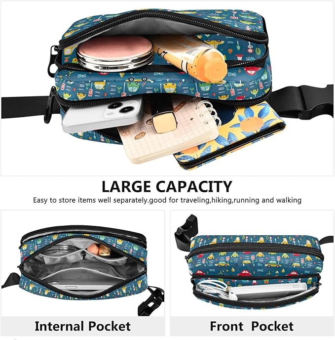 Kawaii Car Traffic Light Fanny Pack for Women Men Water Resistant Fashion Waist Packs with Adjustable Strap Belt Bag for Travel Workout Jogging Hiking 21219467