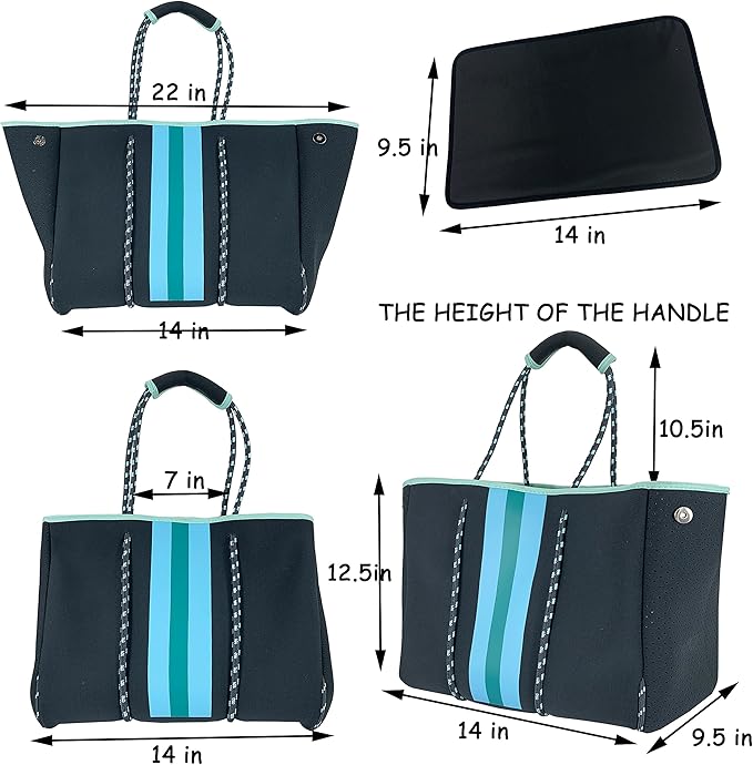 QOGiR Neoprene Multipurpose Beach Bag Tote with Inner Zipper Pocket … … … …