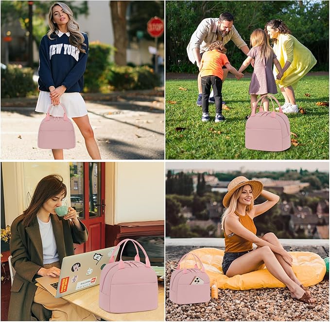 LEDAOU Lunch Box for Women Insulated Lunch Bag Cute Lunchbox Compact Cooler Thermal Reusable Lunch Tote for Work School Picnic Travel