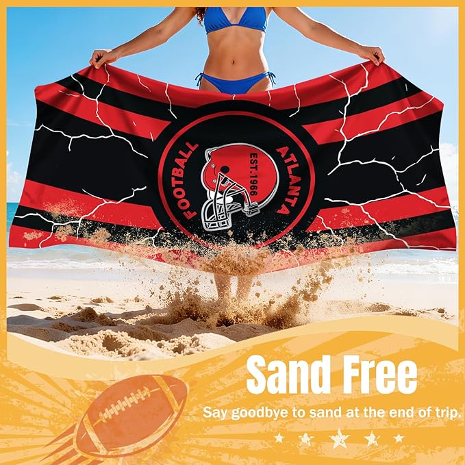 Football Fan Thin Lightweight Microfiber Beach Towel Atlanta Themed Large Sand Free Oversized Towels Men Women Falcons Team Boyfriend Bf Father Christmas Xmas Good Custom Weird White Elephant Gift