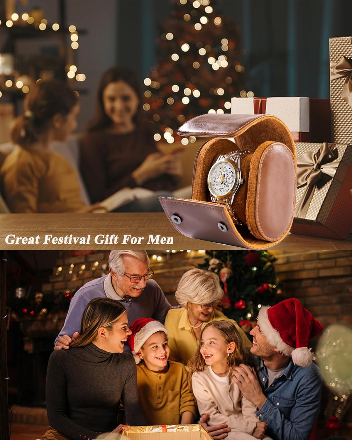 MR.OKAY Single Watch Travel Case-Classic Leather Watch Case With Superb Texture.Portable Watch Roll Or Organizer For Storage And Display.Travel Gift for Men,All Handmade By Leather Craftsmen.