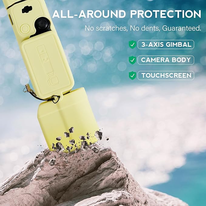 Protective Case for DJI Osmo Pocket 3 / Xtra Muse Camera, Soft Silicone Grip Cover with Screen Protection & Mic, Lightweight, Anti-Scratch, for Travel, Vlogging, Daily Filming – Yellow