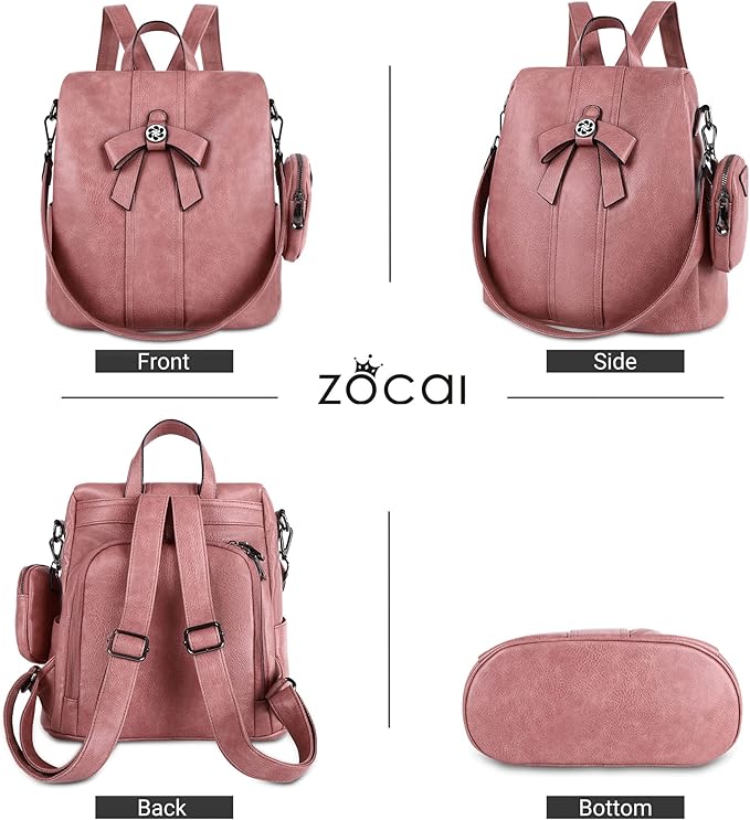 ZOCAI Backpack Purse for Women Fashion Backpack Purses PU Leather Daypacks Anti-Theft Shoulder Bag Satchel Purse
