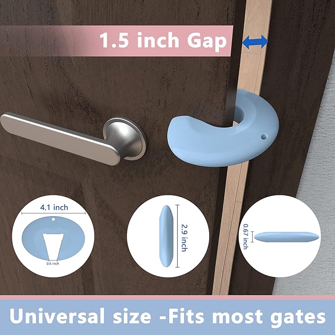 Door Pinch Guard and Door Slam Stopper, Durable Silicone Door Finger Pinch Guard, Prevents Slamming on Even Heavy Doors, Non-Toxic & Pet Friendly, Blue, 4 Packs