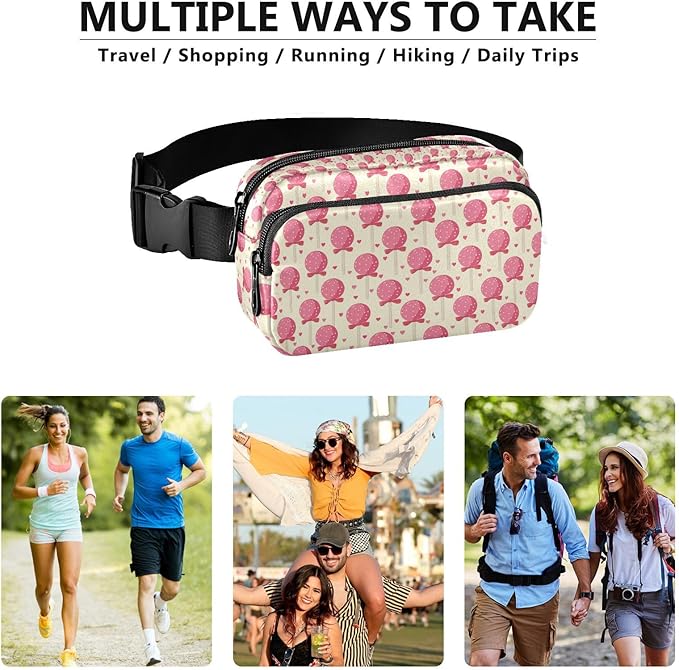 Kawaii Bow-knot Lollipop Fanny Pack for Women Men Water Resistant Fashion Waist Packs with Adjustable Strap Belt Bag for Travel Workout Jogging Hiking 21220362