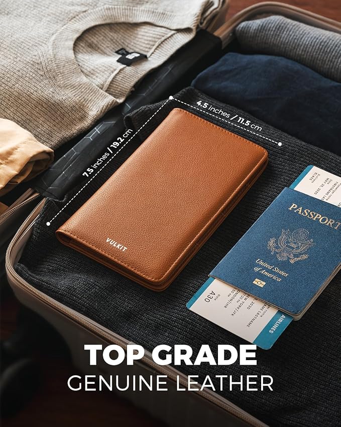 VULKIT Passport Holder Wallet RFID Blocking Travel Wallet for Men & Women