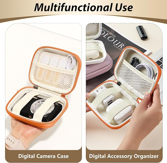 Digital Camera Case for CAMKORY, KODAK PIXPRO FZ45/FZ55, Canon IXUS 285 HS, Lecran, Small Travel Compact Camera Holder with Mesh Pocket for Accessories SD Card (Orange)