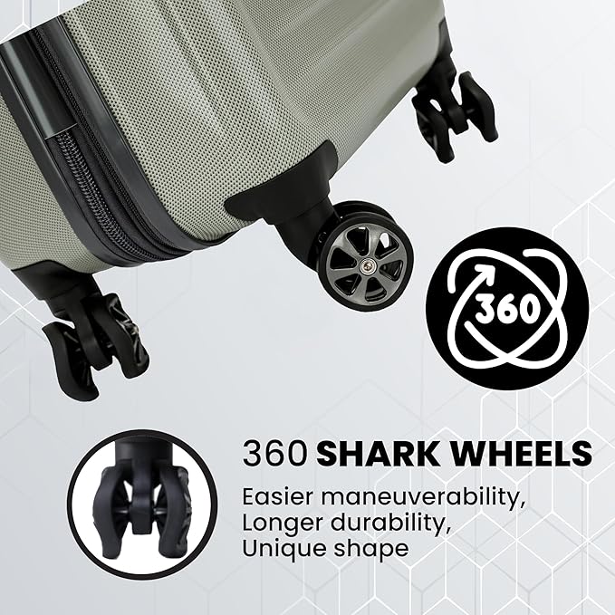 Spyder Rails 3 Piece Luggage Set with 360° Spinner Wheels, TSA Approved Lock (20 Inch Carry-On, 25 Inch Checked, 29 Inch Checked)