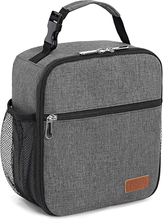 Femuar Lunch Box for Men Women Adults Small Lunch Bag for Office Work Picnic - Reusable Portable Lunchbox, Charcoal Grey