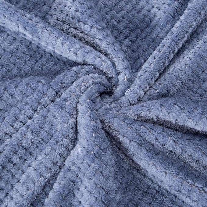 Fuzzy Throw Blanket, Plush Fleece Blankets for Adults, Toddler, Boys and Girls, Warm Soft Blankets and Throws for Bed, Couch, Sofa, Travel and Outdoor, Camping (Full Twin(70"x80"), XL2-Smoked Blue)