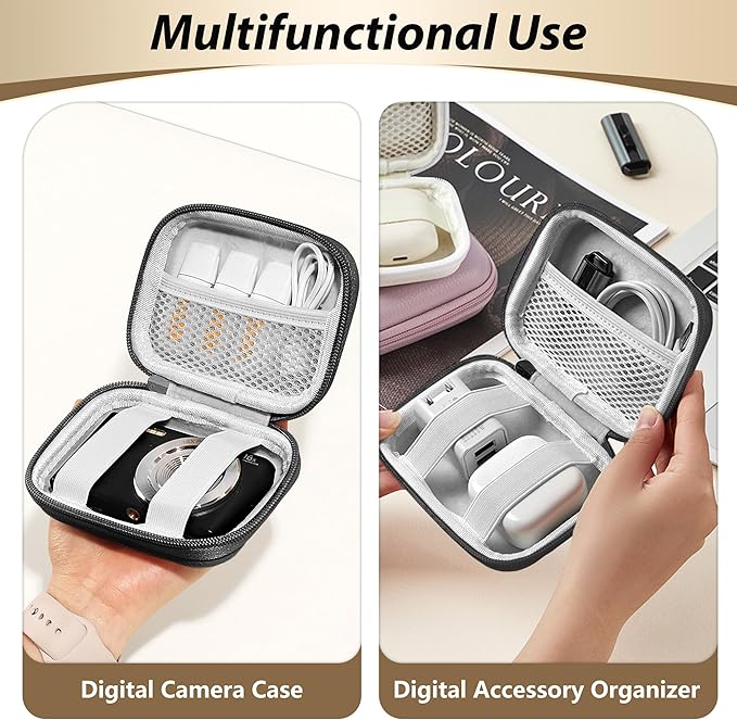 Digital Camera Case for CAMKORY, KODAK PIXPRO FZ45/FZ55, Canon IXUS 285 HS, Lecran, Small Travel Compact Camera Holder with Mesh Pocket for Accessories SD Card (Black-PU)