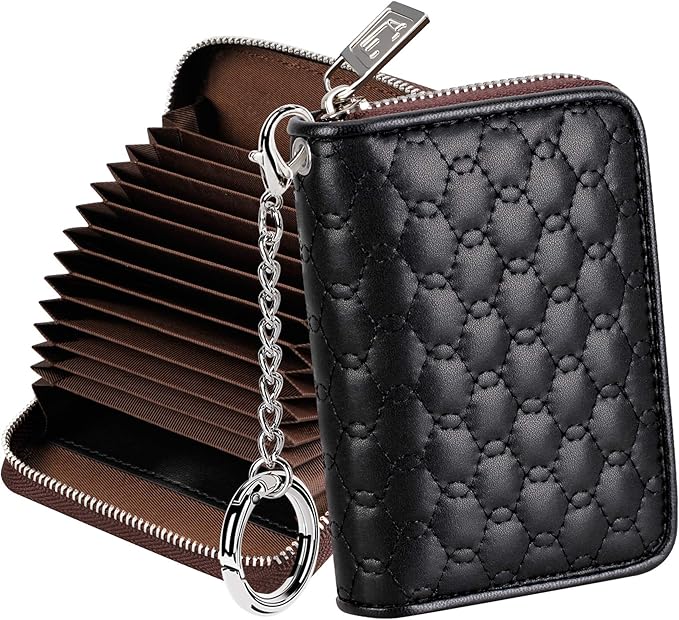 FurArt Zipper Wallet Women, RFID Blocking Credit Card Wallet, Business Card Holder, Compact Size KeyChain Wallet