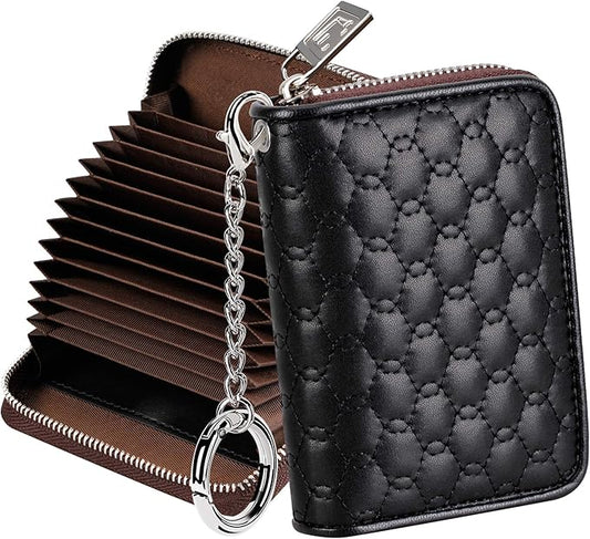 FurArt Zipper Wallet Women, RFID Blocking Credit Card Wallet, Business Card Holder, Compact Size KeyChain Wallet