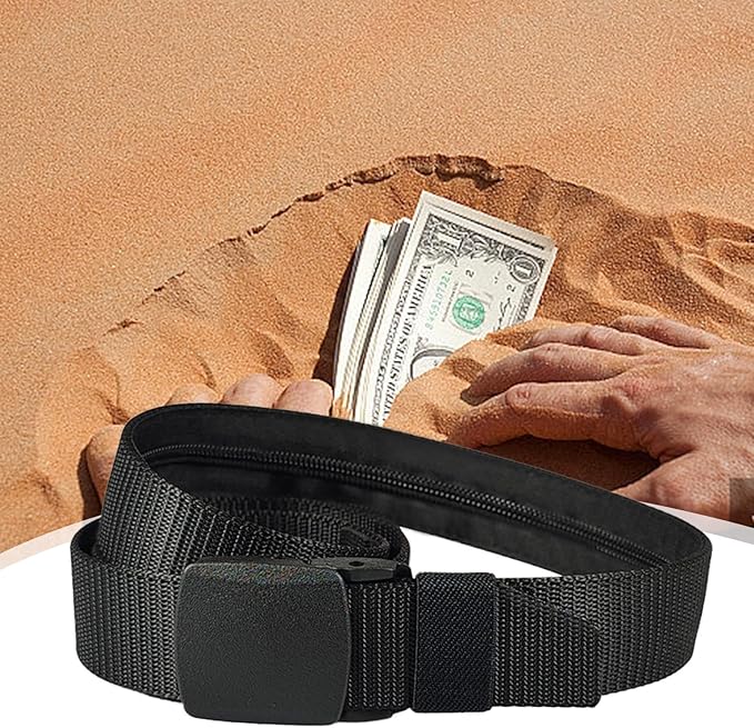 Money Waist Belt, Hidden Travel Pouch, Security Wallet with Blocking, Adjustable Strap for Documents Currency Tickets, Travel Gear, Anti Theft Belt for International Trips