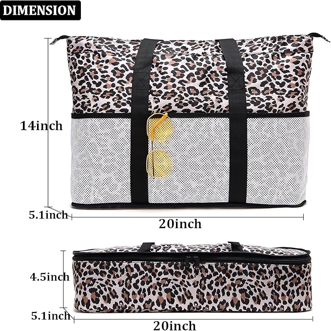 JIANYA Beach Bag Women Waterproof Sandproof Beach Tote Bags with Cooler Top Zipper Large Totes for Pool Travel Daily